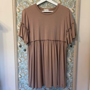 NWT Altar’d State Ruffled Dress in Taupe Mirage
